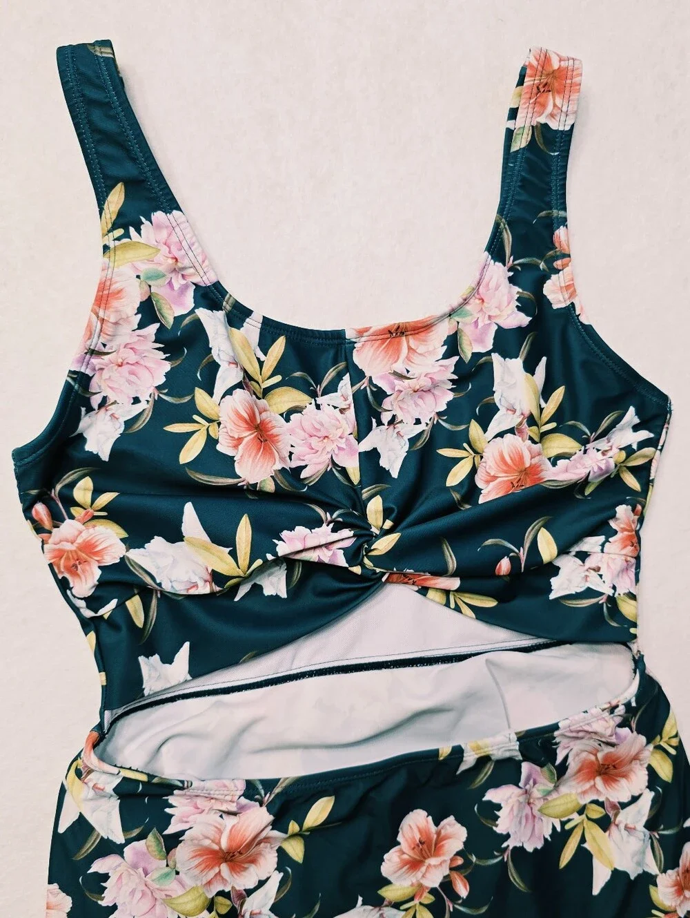 Cutout One-Piece Dress Skort Swimsuit Twist Front Ruched SwimDress